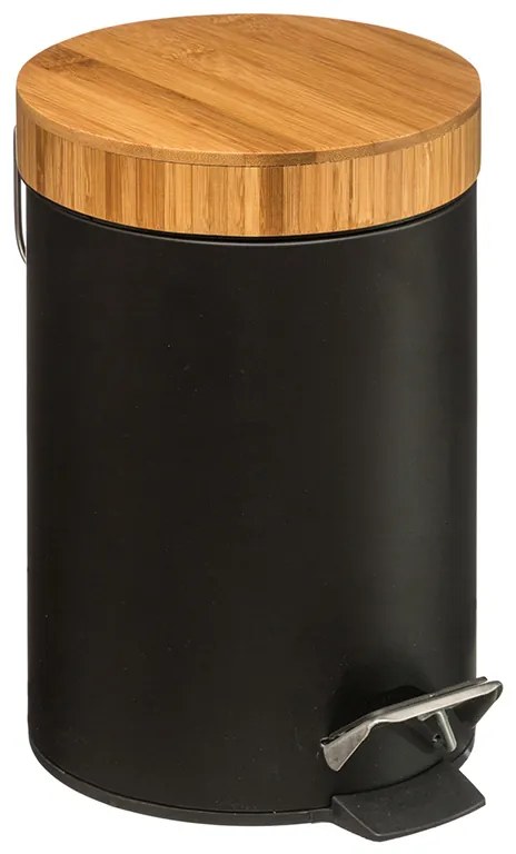 Κάδος απορριμμάτων 3L Dustbin pakoworld μέταλλο-pp μαύρο-oak - 199-000210 - 199-000210