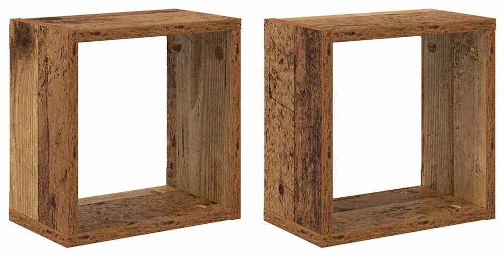 vidaXL Ράφια Τοίχου με ράφι 2 pcs Παλαιό ξύλο 26 x 15 x 26 cm