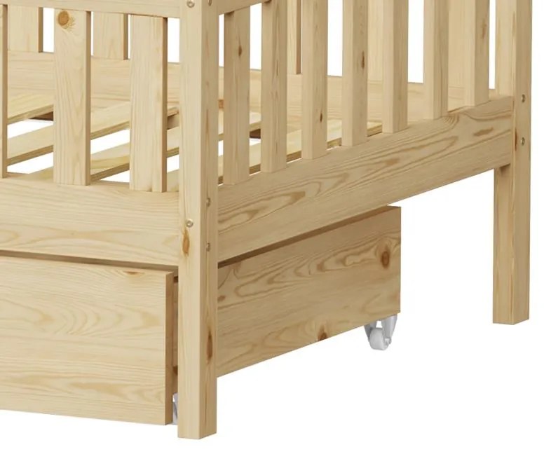 Κρεβάτι παιδικό Piccolo τύπου Montessori με 2 συρτάρια ξύλο πεύκου φυσικό 90x190 εκ. 90x190x160.5 εκ.