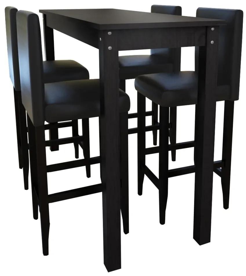 vidaXL Τραπέζι Μπαρ με 4 Καρέκλες Μπαρ Μαύρο