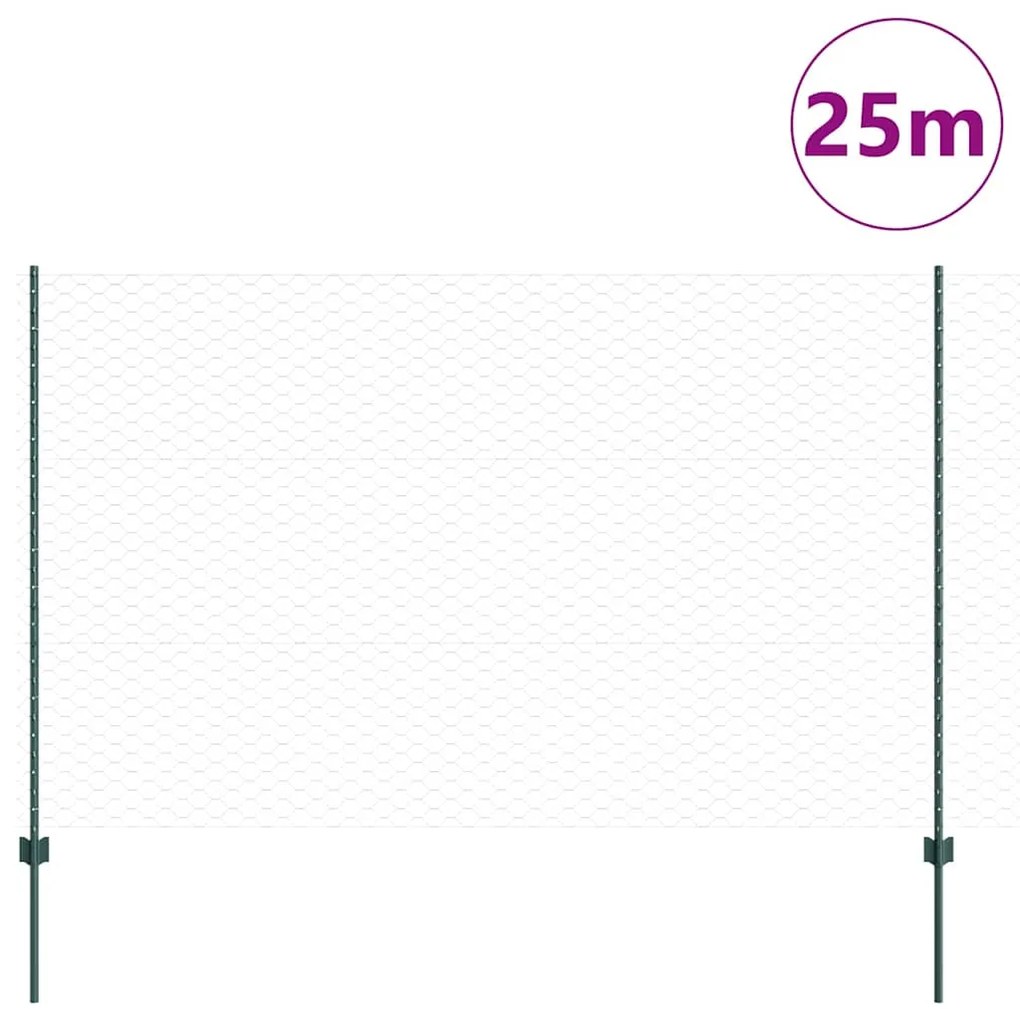 vidaXL Σετ Φράκτη Πράσινο 150x2500 εκ. Μέταλλο