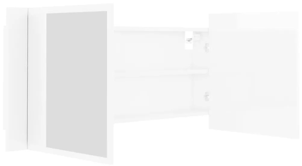 vidaXL Ντουλάπι Μπάνιου με Καθρέφτη & LED Γυαλιστερό Λευκό Ακρυλικός