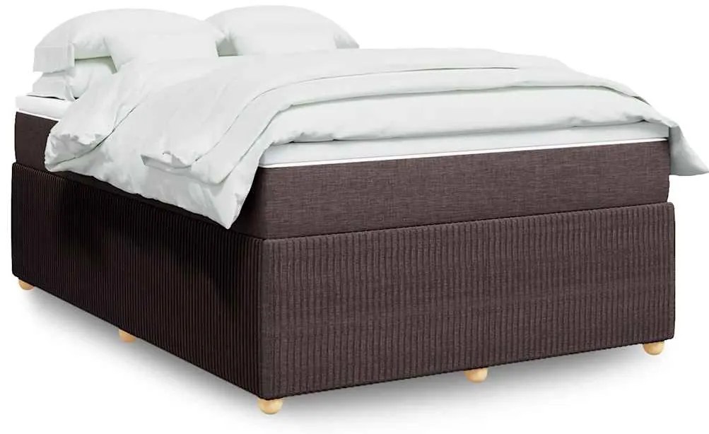 vidaXL Κρεβάτι Boxspring με Στρώμα Σκούρο Καφέ 140x200 εκ Υφασμάτινο