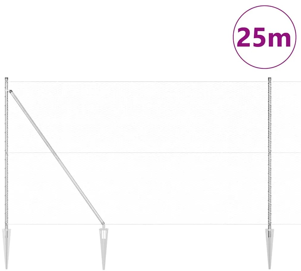 vidaXL Στύλος Περιφράξεων Ασημί 25 x 1,5 μ (25 χιλ. πλέγμα) Ατσάλι