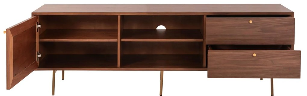 Έπιπλο τηλεόρασης MEEN MDF με Καπλαμά Καρυδίας και Χρυσά πόδια 160x40x52Υεκ. 160x40x52 εκ.