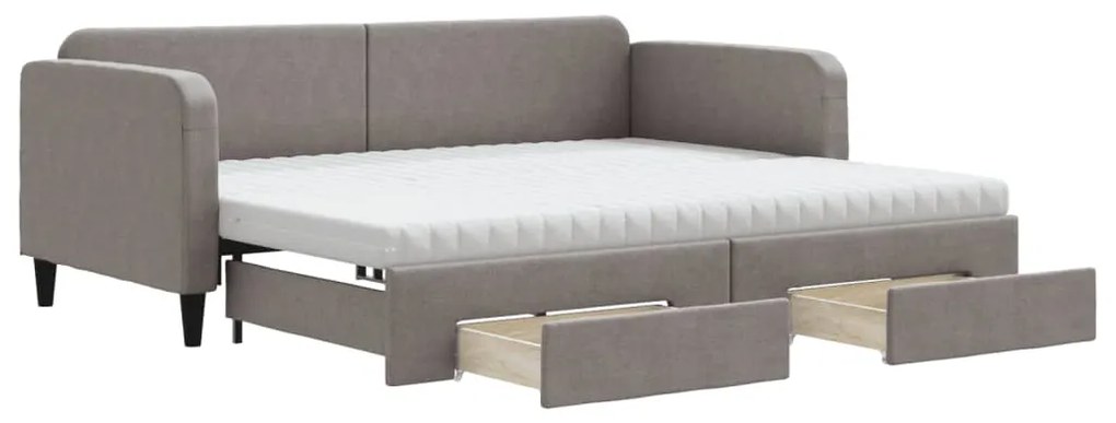 vidaXL Καναπές Κρεβάτι Συρόμενος Taupe 90x200 εκ. Ύφασμα & Συρτάρια