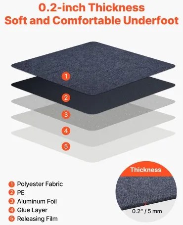 VEVOR Carpet Tiles 610x610 mm 15 Pack Peel and Stick Rug Self Adhesive Gray