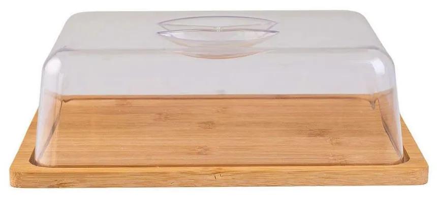 Τυριέρα Με Πλαστικό Καπάκι Essentials 01-12960 24x18x7,5cm Natural-Clear Estia Πλαστικό,Bamboo