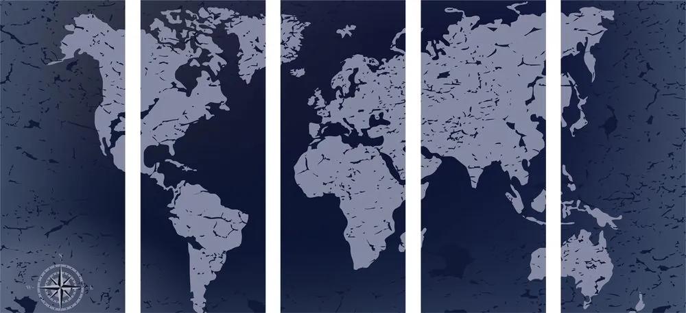 Παγκόσμιος χάρτης εικόνας 5 μερών σε μπλε αφηρημένο φόντο