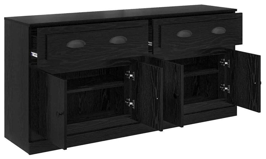 vidaXL Παραδοσιακά Πλευρικά Έπιπλα με συρτάρι 2 pcs Μαύρη Οξυά