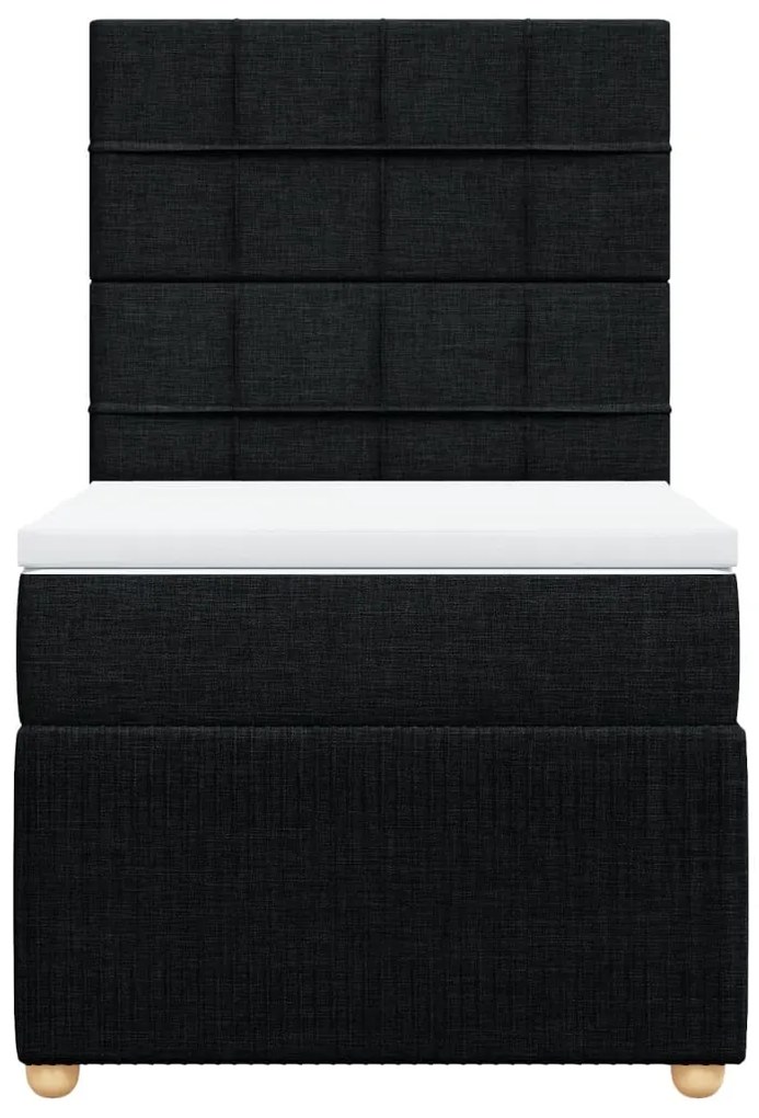 vidaXL Κρεβάτι Boxspring με Στρώμα Μαύρο 80 x 200 εκ. Υφασμάτινο