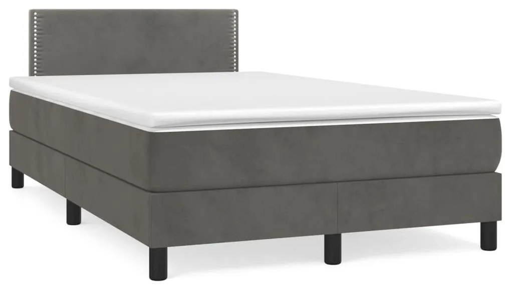 ΚΡΕΒΑΤΙ BOXSPRING ΜΕ ΣΤΡΩΜΑ &amp; LED ΣΚ.ΓΚΡΙ 120X190ΕΚ. ΒΕΛΟΥΔΙΝΟ 3270148