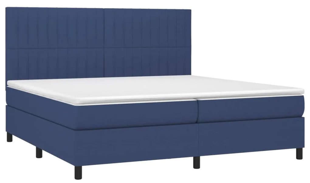 vidaXL Κρεβάτι Boxspring με Στρώμα Μπλε 200x200 εκ. Υφασμάτινο