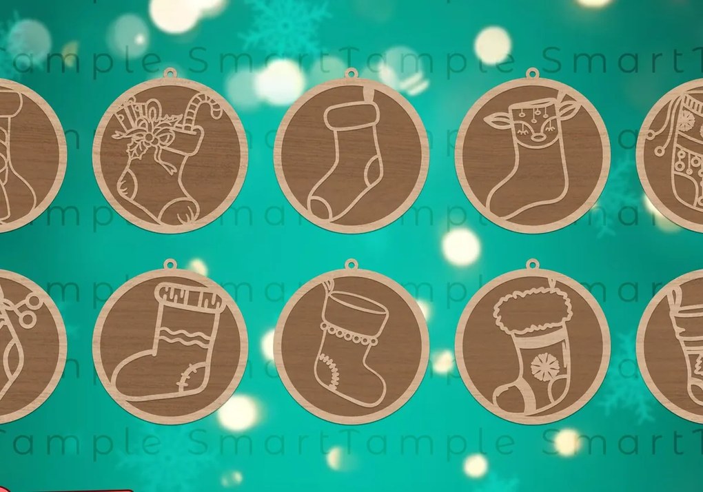 Σετ των 3 Intra απο ξύλο plywood 3mm-4mm πάχος Χριστουγεννιάτικη Μπάλα , Χριστουγεννιάτικο Δίασταση 8x8 cm INTRAFABR-84289585