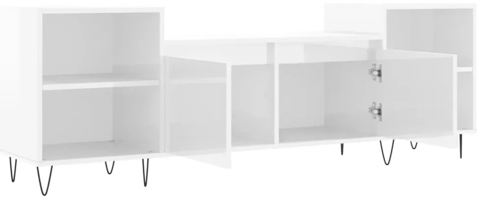 vidaXL Έπιπλο Τηλεόρασης Γυαλ. Λευκό 160x35x55 εκ. Επεξεργασμένο Ξύλο