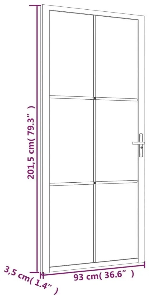 Εσωτερική Πόρτα 93x201,5 εκ. Μαύρη ESG Γυαλί και Αλουμίνιο - Μαύρο