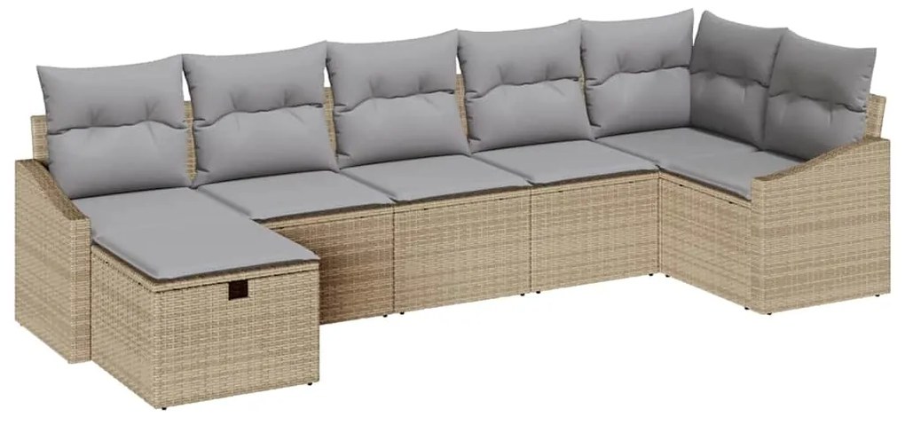 vidaXL Σετ Καναπέ Κήπου 7 pcs Μπεζ 55 x 62 x 69 εκ Πολυ ράταν