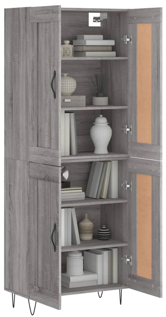 vidaXL Ντουλάπι Γκρι Sonoma 69,5 x 34 x 180 εκ. Επεξεργασμένο Ξύλο