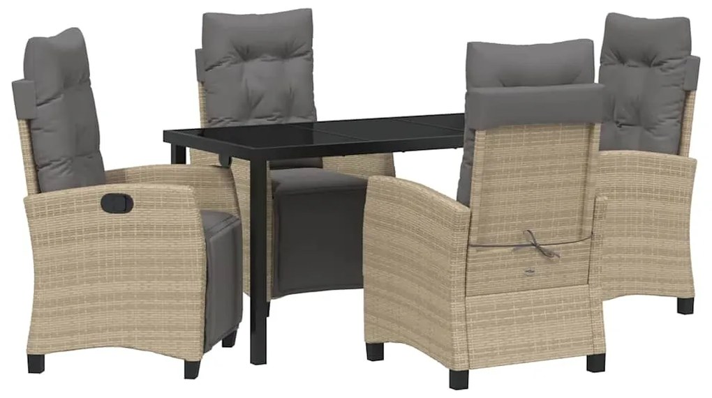 vidaXL Σέτ φαγητού για κήπο με μαξιλάρι 5 pcs Μπεζ συνθετικό ρατάν