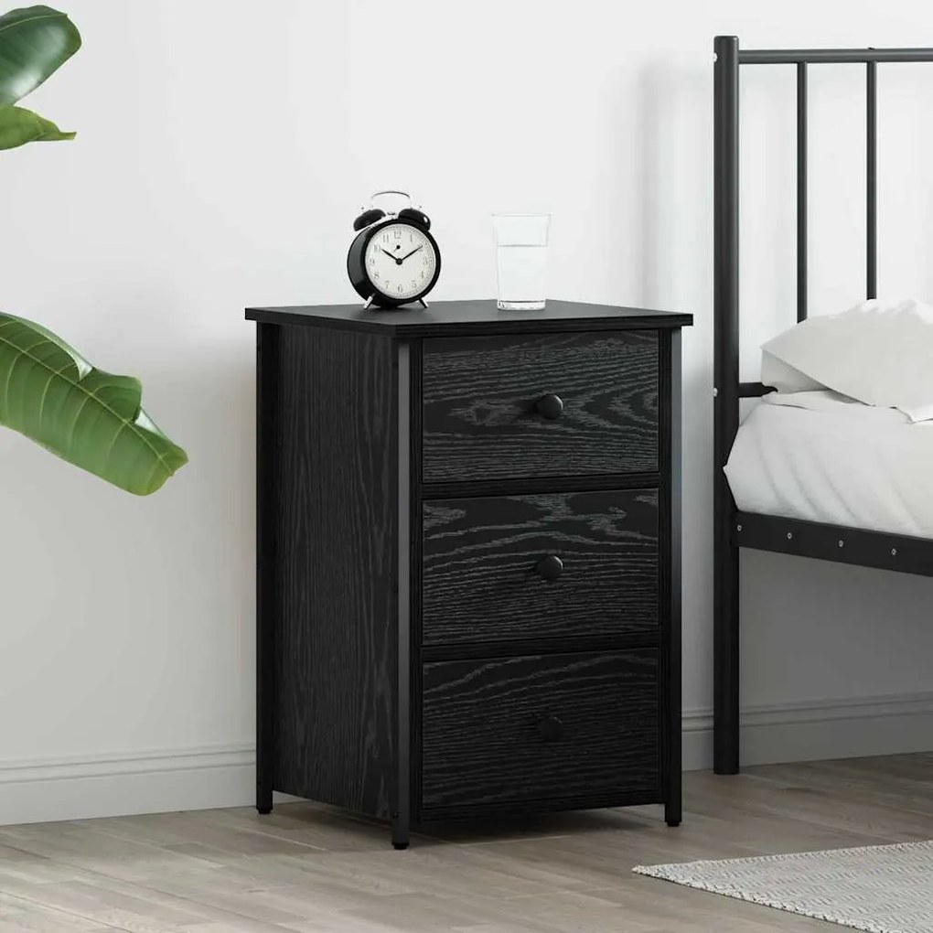 vidaXL Κομοδίνο με συρτάρι Μαύρη δρυς 40 x 36 x 60 εκ