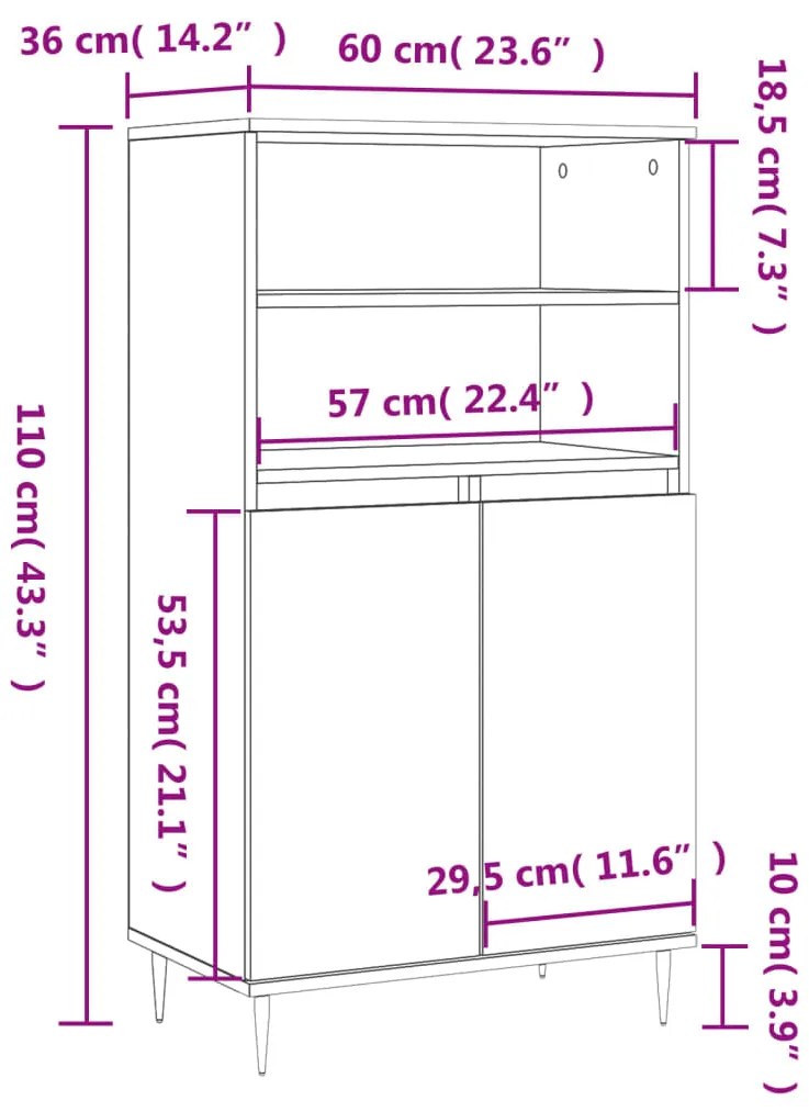 Ντουλάπι Καφέ Δρυς 60 x 36 x 110 εκ. από Επεξεργασμένο Ξύλο - Καφέ