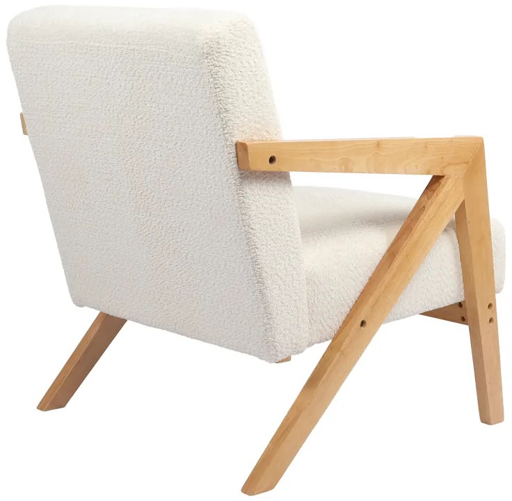 Πολυθρόνα Garifa pakoworld λευκό ύφασμα με πόδι σε φυσική απόχρωση 79x75x75εκ