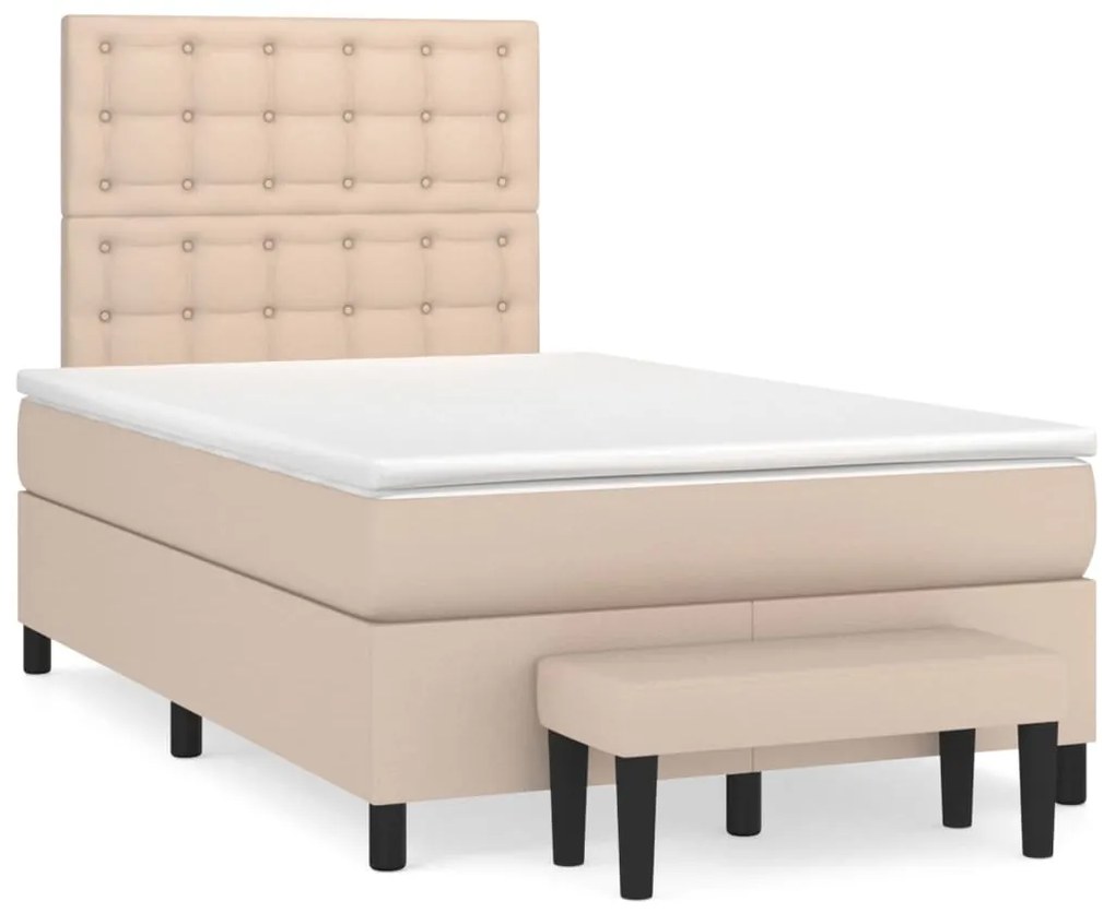 vidaXL Κρεβάτι Boxspring με Στρώμα Καπουτσίνο 120x190εκ.από Συνθ.Δέρμα