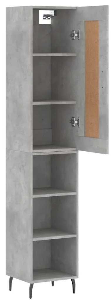 vidaXL Ντουλάπι Γκρι Σκυροδέματος 34,5x34x180 εκ. Επεξεργασμένο Ξύλο