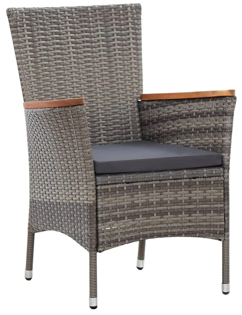 vidaXL Σετ Τραπεζαρίας Κήπου 5 τεμ. Γκρι Συνθετικό Ρατάν με Μαξιλάρια