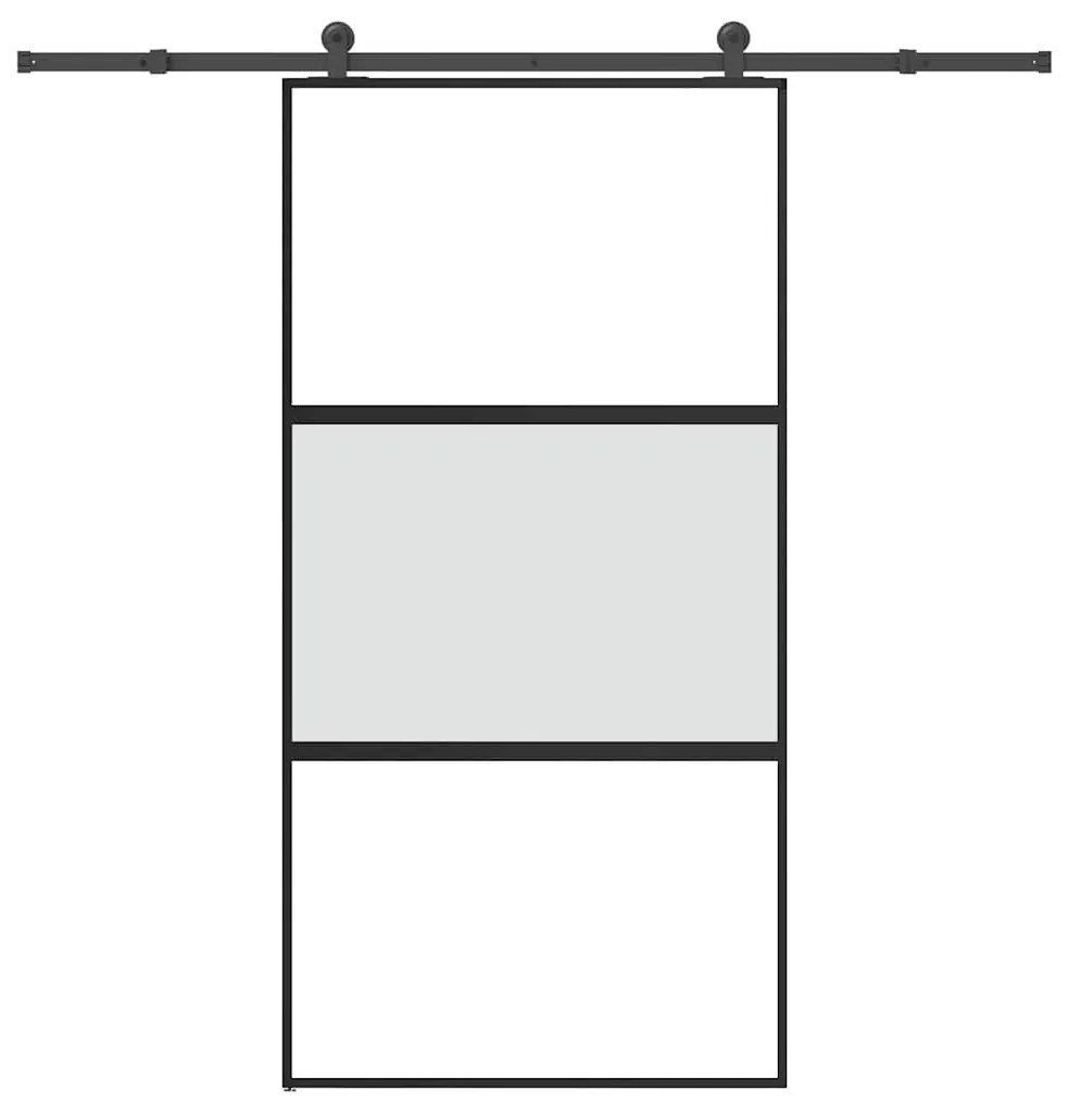 Συρόμενη πόρτα με σετ υλικού 102,5x205 cm από γυαλί&amp;Αλουμίνιο - Μαύρο