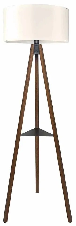 GloboStar® SHELF 204-0129 Μοντέρνο Eπιδαπέδιο Φωτιστικό Μονόφωτο 1 x E27 IP20 Καφέ Ξύλο με Μπεζ Ύφασμα - Μ38 x Π38 x Υ135cm