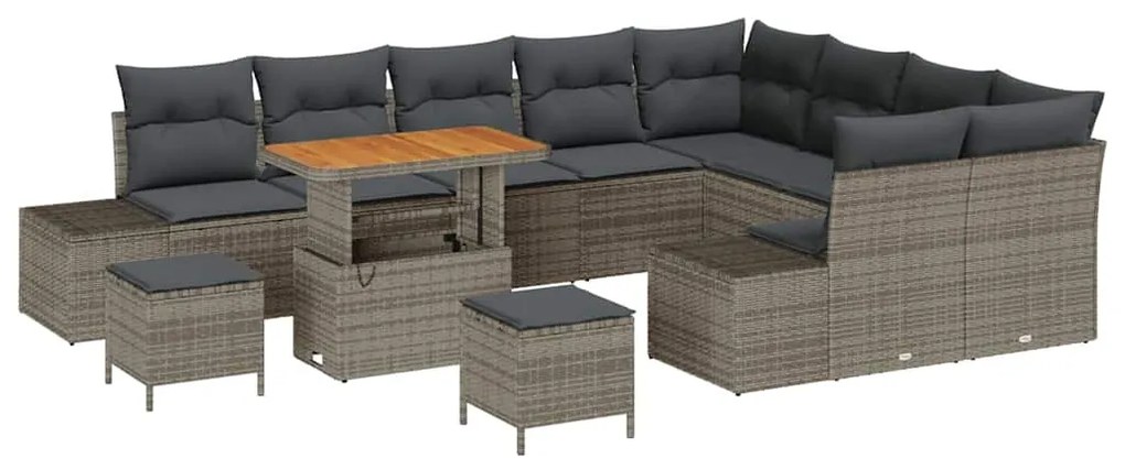 vidaXL Σετ Καναπέ Κήπου 12 pcs Γκρι, Σκούρο Γκρι 90 x 55 x 71 cm