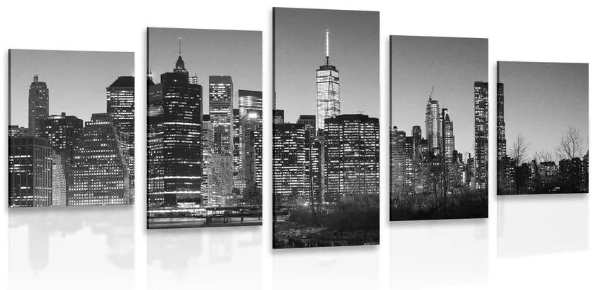 Κέντρο εικόνων 5 τμημάτων Νέα Υόρκη σε ασπρόμαυρο