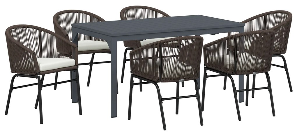 vidaXL Σετ Φαγητού Κήπου 7 pcs Καφέ Μεσαίο Σκελετός Μετάλλου