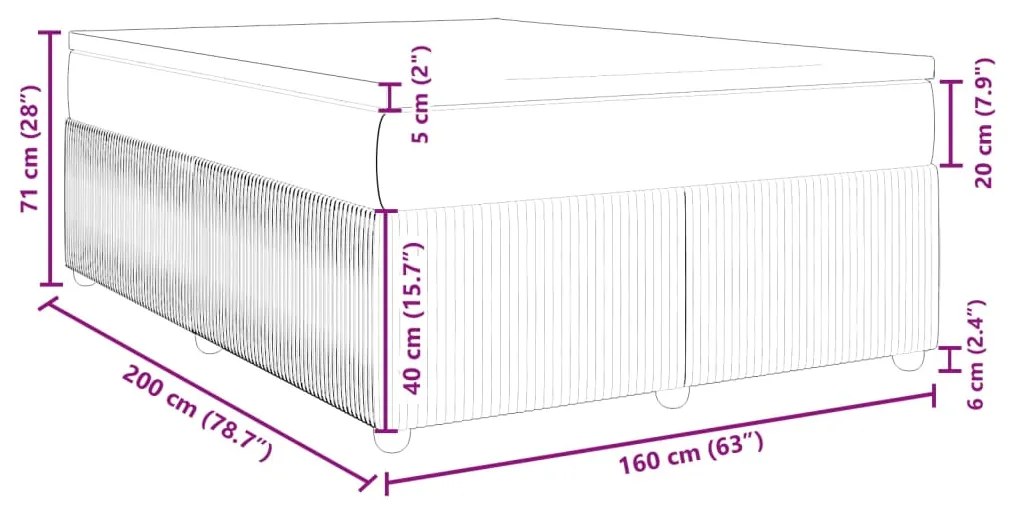 Κρεβάτι Boxspring με Στρώμα Σκούρο Καφέ 160x200 εκ Υφασμάτινο - Καφέ