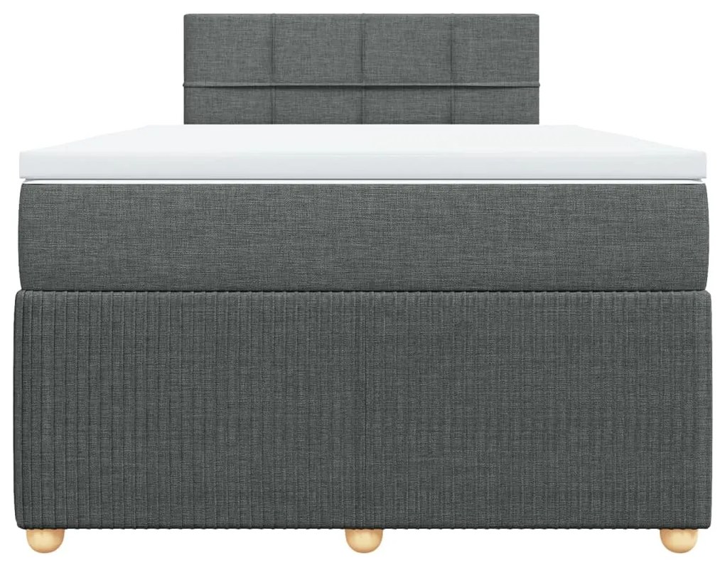 Κρεβάτι Boxspring με Στρώμα Σκούρο Γκρι 120x200 εκ. Υφασμάτινο - Γκρι