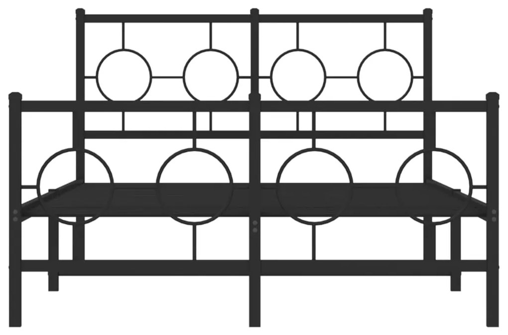vidaXL Πλαίσιο Κρεβατιού με Κεφαλάρι&Ποδαρικό Μαύρο 120x190εκ. Μέταλλο