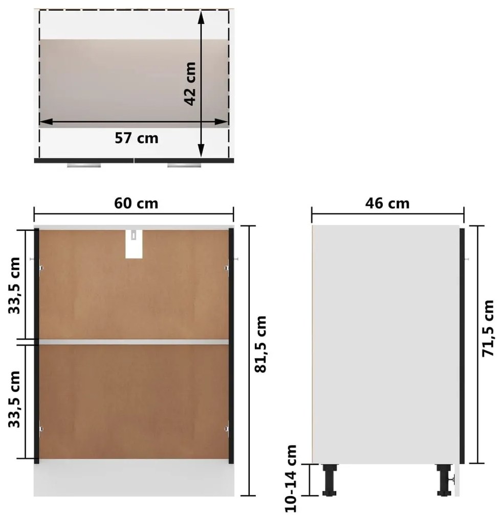 Ντουλάπι Δαπέδου Μαύρο 60x46x81,5 εκ. Επεξ. Ξύλο - Μαύρο