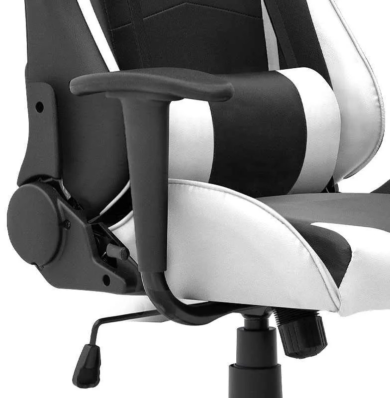 Καρέκλα γραφείου Gaming Alonso Megapap από τεχνόδερμα χρώμα λευκό - μαύρο 67x70x125/135 εκ.