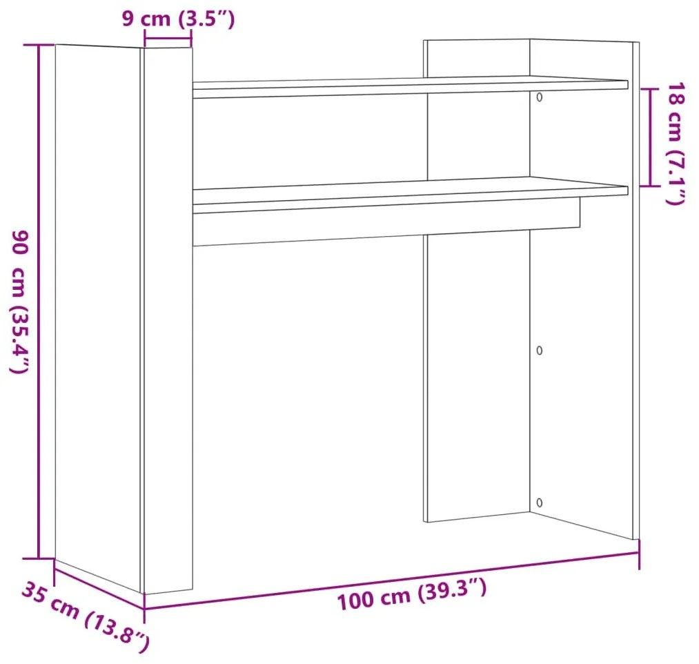 Τραπέζι Κονσόλα Γκρι Sonoma 100x35x90 εκ. Επεξεργασμένο Ξύλο - Γκρι