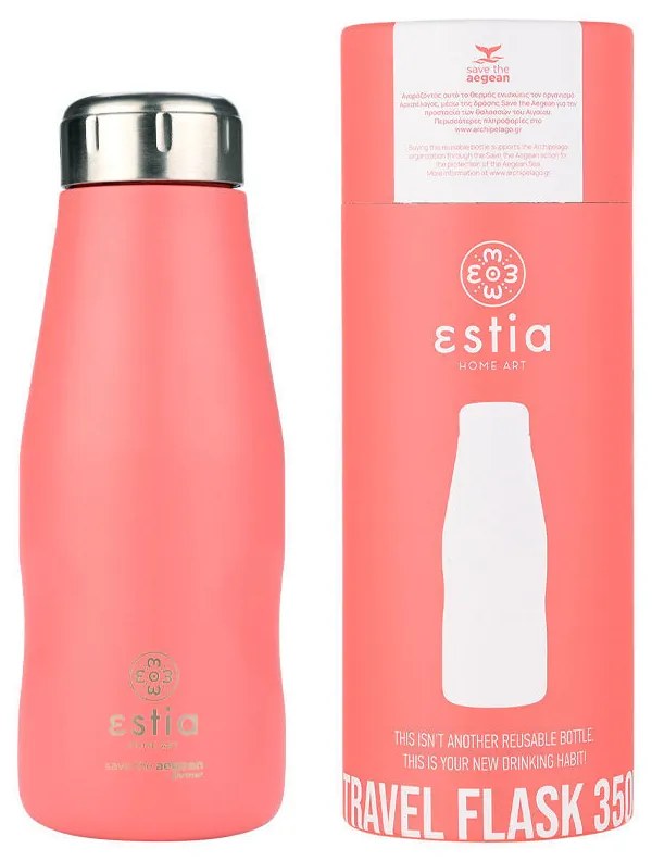 ESTIA ΘΕΡΜΟΣ TRAVEL FLASK SAVE THE AEGEAN 350ml FUSION CORAL