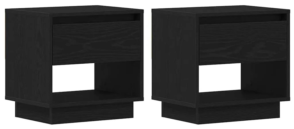 vidaXL Κομοδίνο 2 pcs Μαύρη δρυς 45 x 34 x 44 εκ Επεξεργασμένο ξύλο