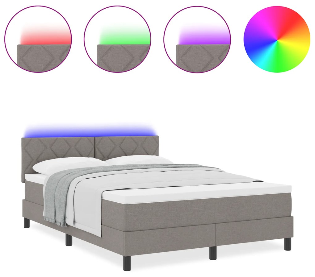 vidaXL Κρεβάτι με Βάση & Στρώμα Καφέ 140x190 εκ. Ύφασμα