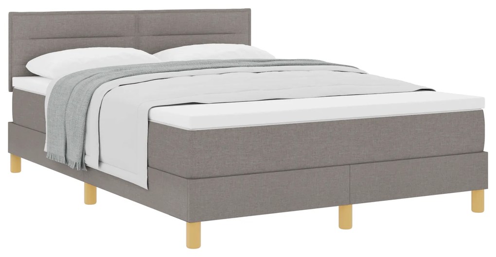 vidaXL Κρεβάτι με Βάση με Στρώμα Μπεζ 140x200 εκ. Ύφασμα