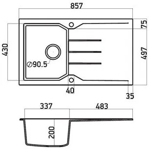 Νεροχύτης Sanitec 805-Pietra