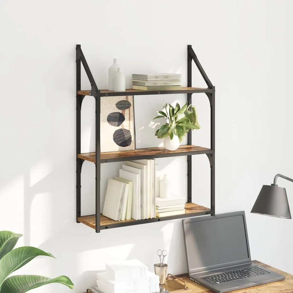 vidaXL Ράφι Τοίχου Παλιό Ξύλο 60 x 21 x 78,5 cm Επεξεργασμένο ξύλο