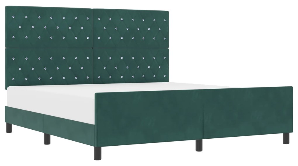 vidaXL Σκελετός Κρεβατιού Σκούρο πράσινο 180 x 200 cm Βελούδο