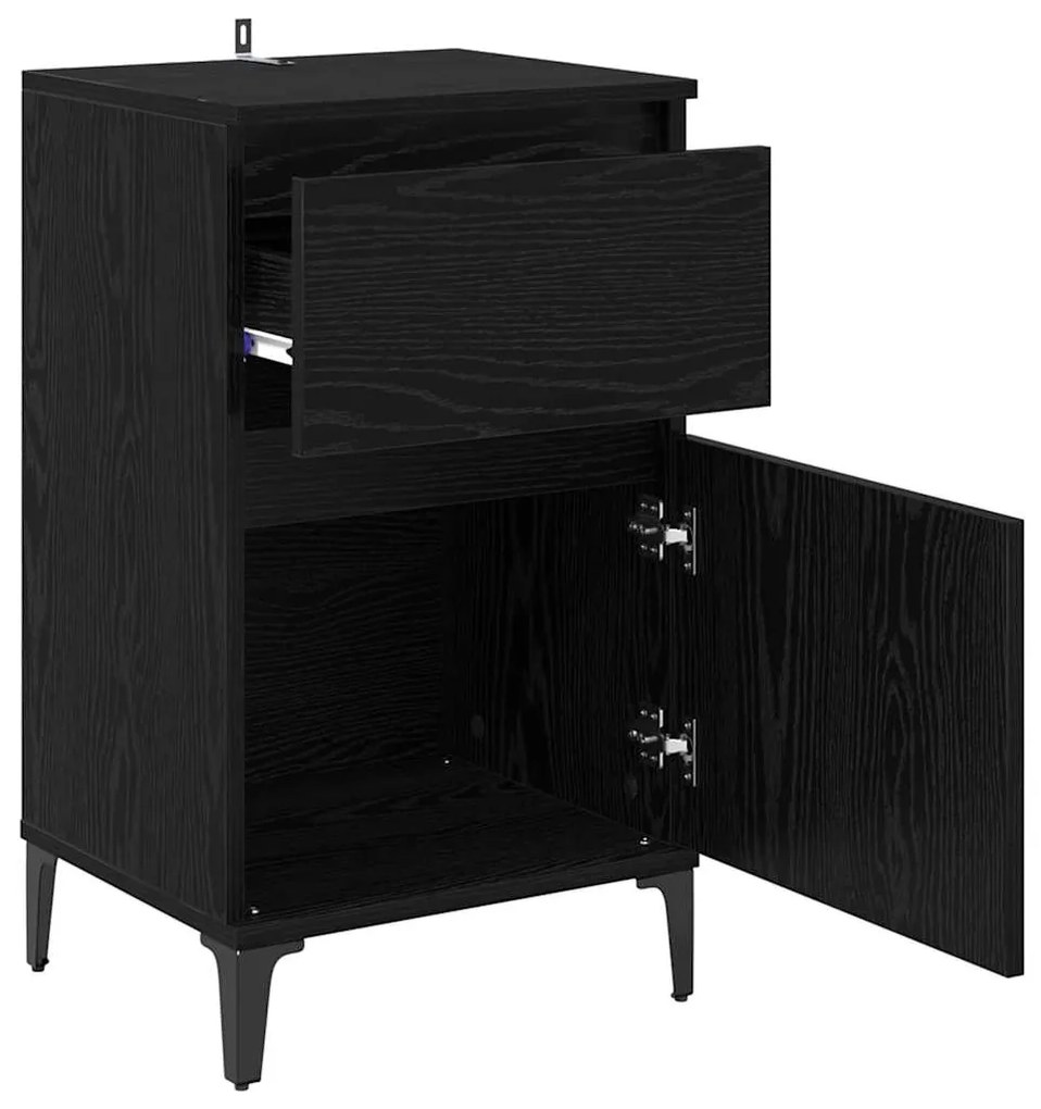 vidaXL Κομοδίνο 2 pcs Μαύρη δρυς 40 x 35 x 70 εκ. Επεξεργασμένο ξύλο