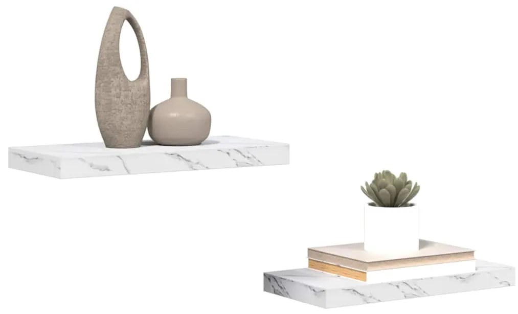 vidaXL Ράφι Τοίχου Επιτοίχιο 2 pcs Λευκό Μάρμαρο 50 x 23,5 x 4 εκ