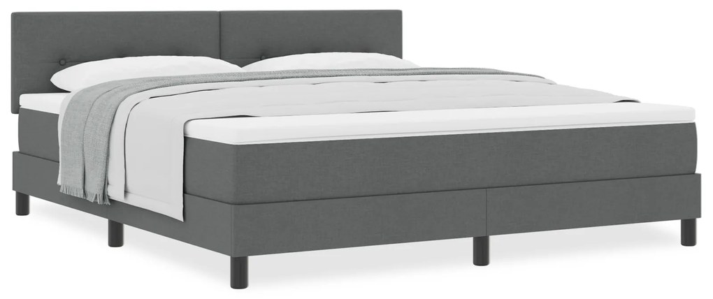 vidaXL Κρεβάτι Box Spring με Στρώμα Σκούρο Γκρι 180x200 εκ. Υφασμα